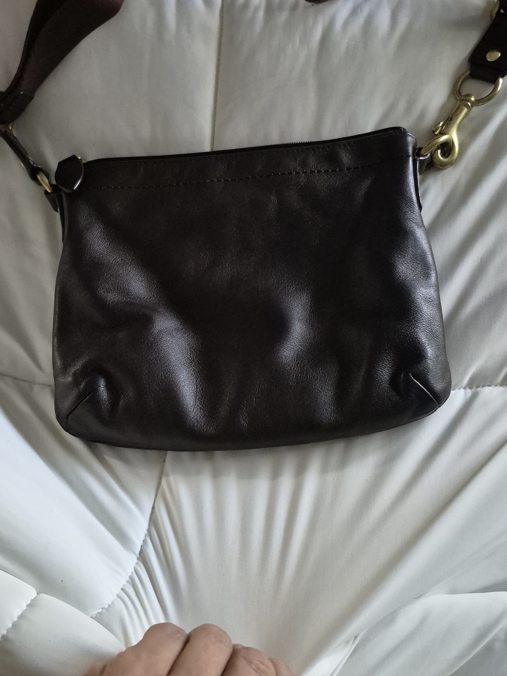 Coach Dark Brown Leather Crossbody with Gold Turnlock - Picture 2 of 6